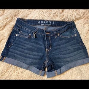 Aeropostale Women’s Dark Blue Jean Cuffed Short